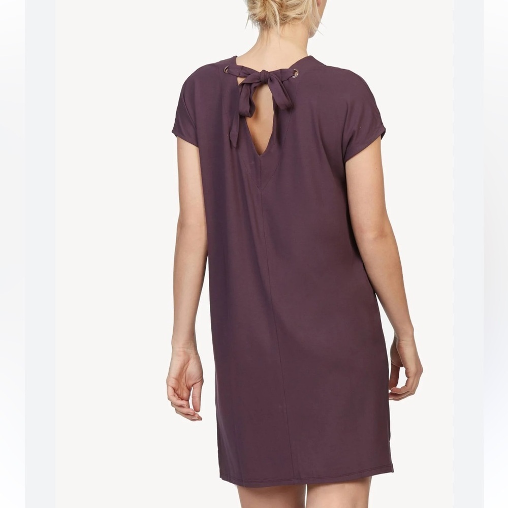 NEW Lilla P Fig Purple Lace Back Mini Dress Size Small